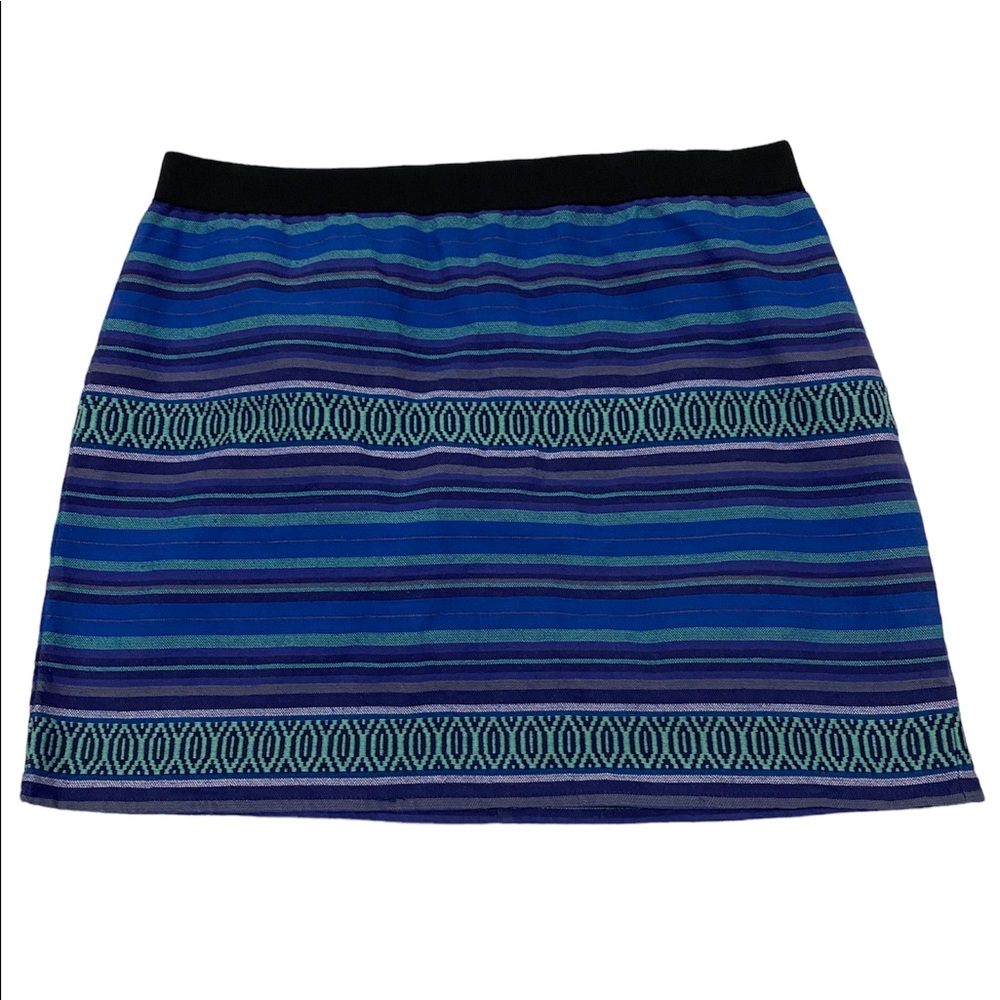 American Eagle Outfitters blue green tribal print striped mini skirt